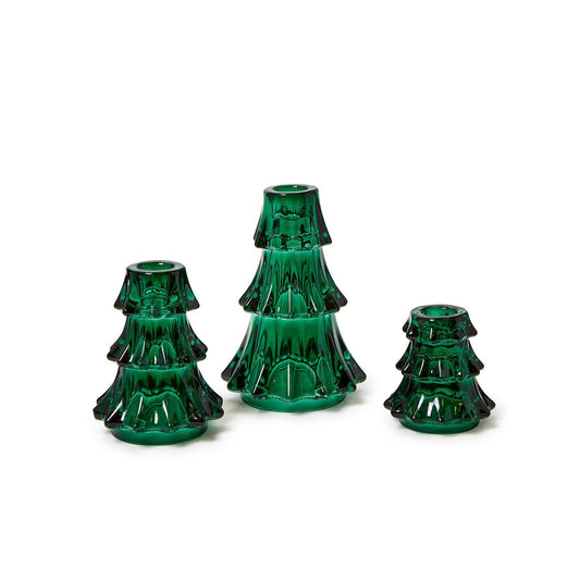 Set of 3 Green Tree Taper Candles