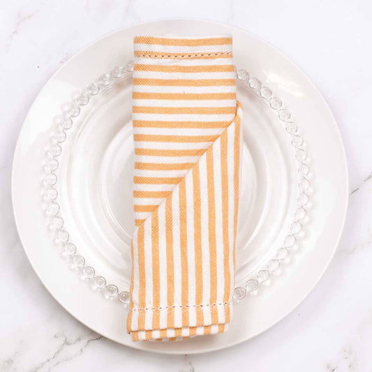 Madison Stripe Napkin - Orange/White S/6