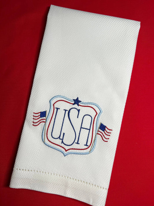 USA Flag Crest Huck Towel