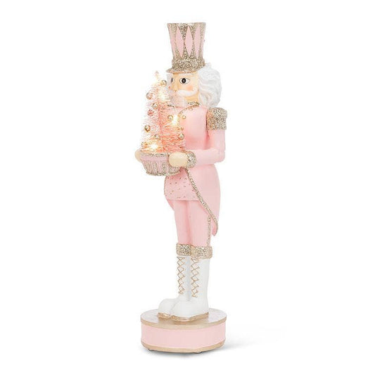 15" Nutcracker with LED Tree - Pink