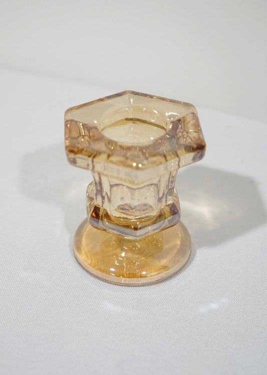 Glass Taper Candle Holder: Amber