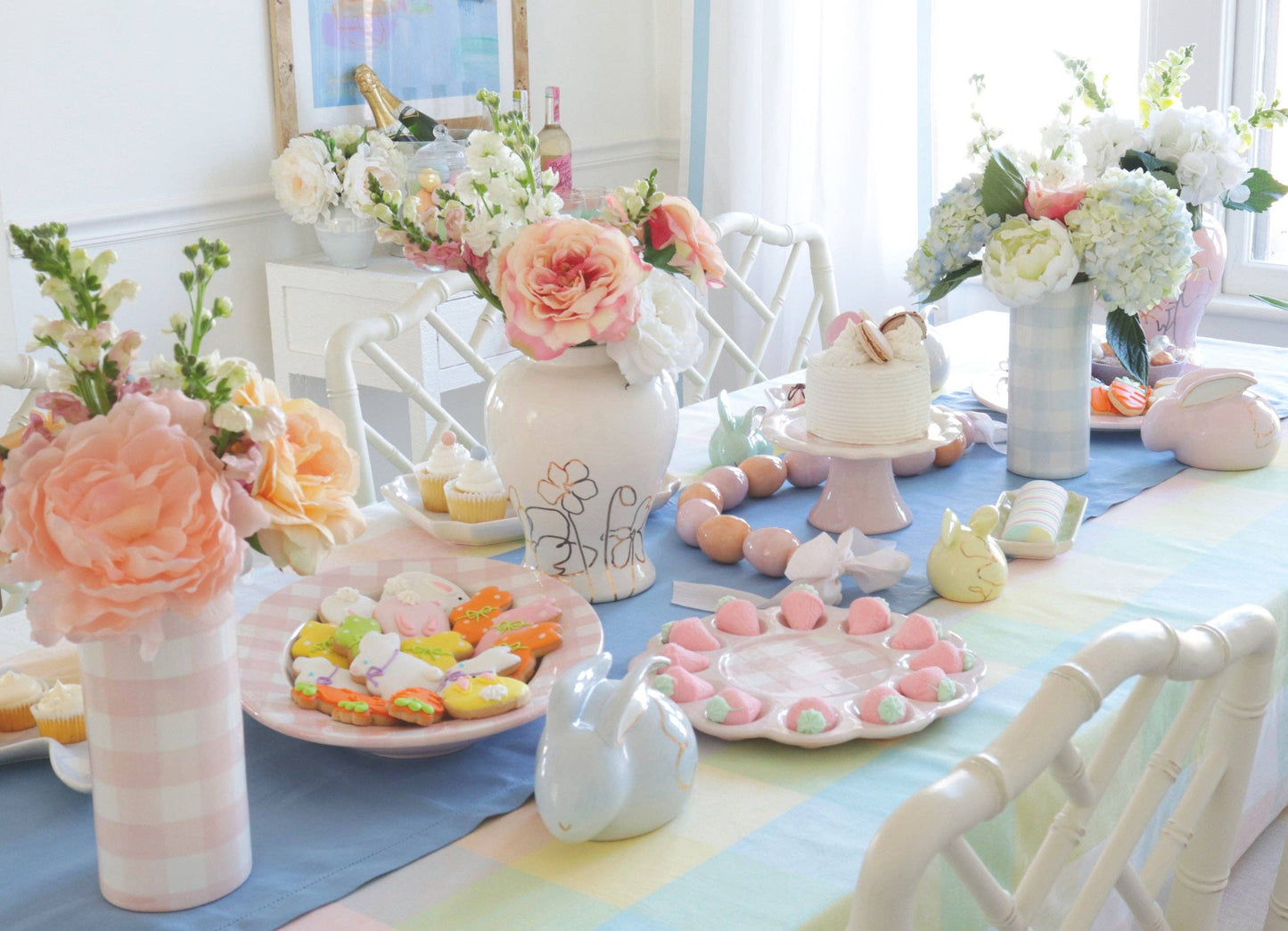 Gingham Column Vase: Pink