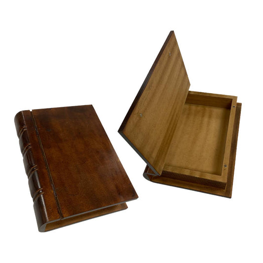 10" Brown Faux Leather Hollow Book Box