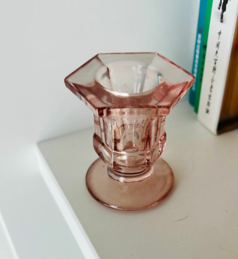 Glass Taper Candle Holder: Mauve