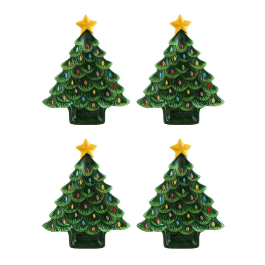 Decorated Tree Appetizer Plate, Set of 4