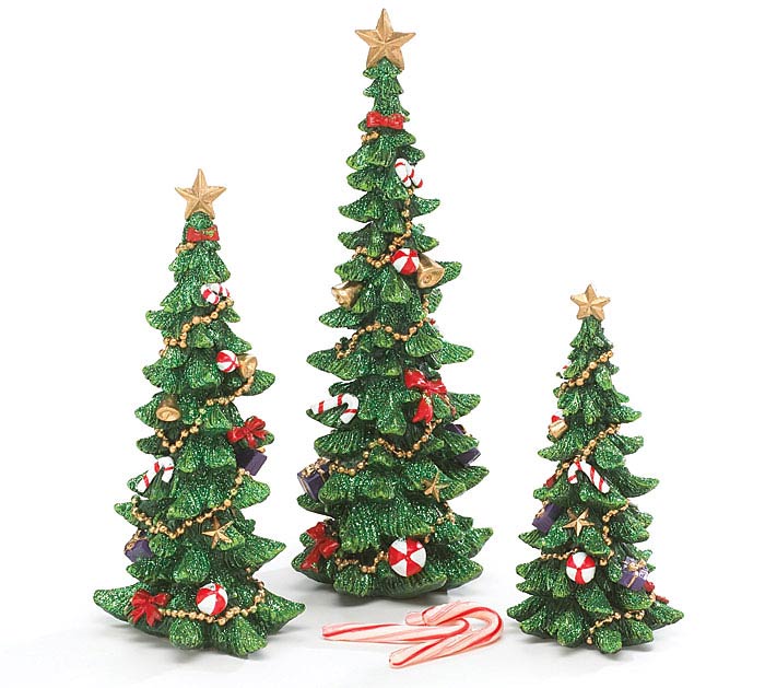 Decorated Christmas Tree, Set of 3