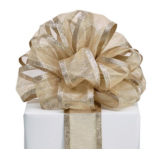 Gold Sheer Glitter Edge Ribbon