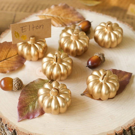 Harvest Gold Pumpkin Place Card Holder, Set of 6