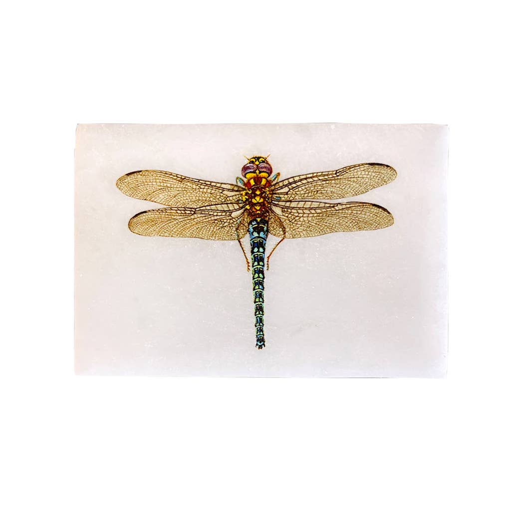 Dragonfly White Soapstone Decorative Box