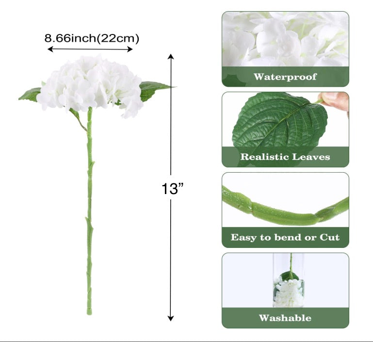 Real Touch Hydrangea Bundle - White - 13"