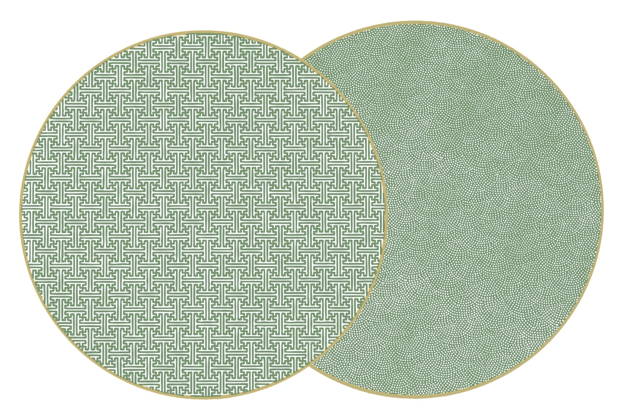 Round Two Sided Sayagata Placemat:: Saxon green