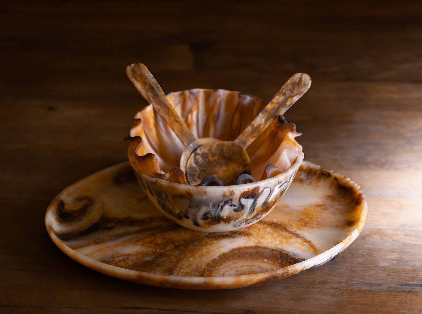 Tortoiseshell Salad Servers S/2