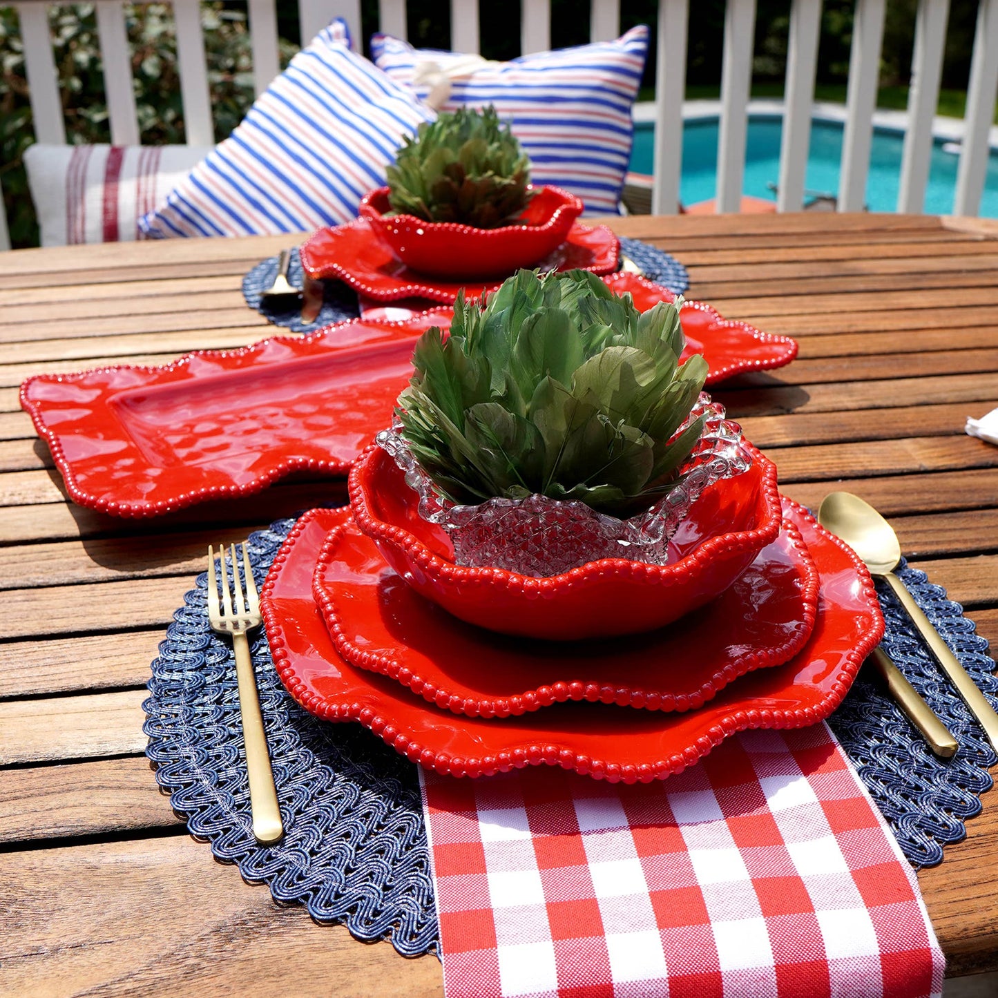 Perlette Rectangular Platter- Red- Melamine