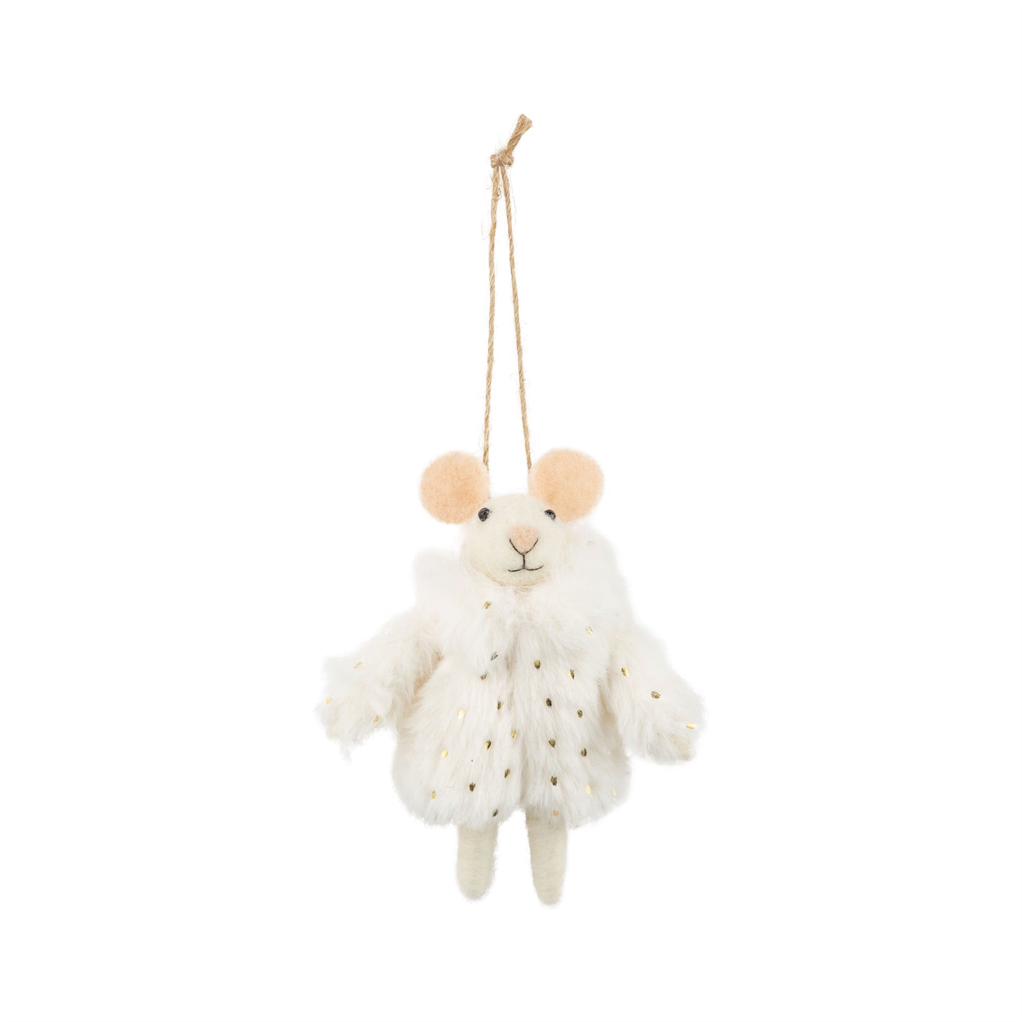 Felt Mouse White Fur Coat Ornament
