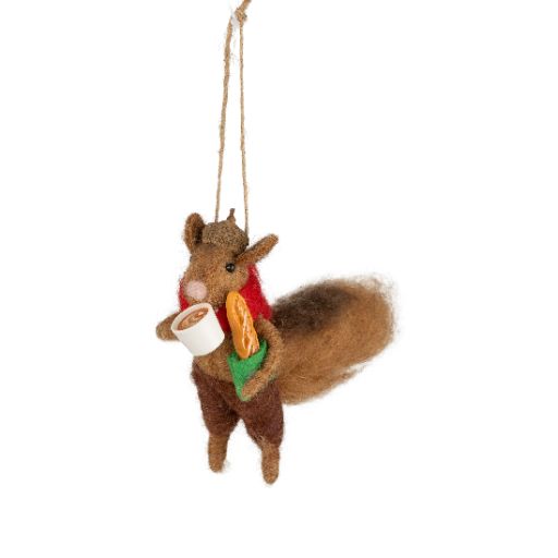Felt Squirrel w/ Baguette Ornament