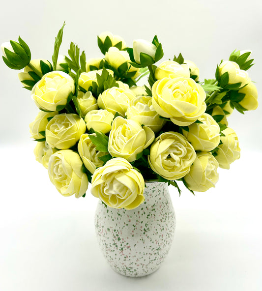 Real Touch Ranunculus Rose Bundle -Light Yellow-15"
