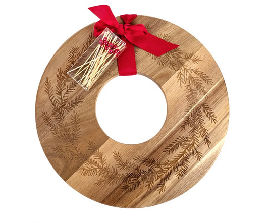Wreath Serving/Charcuterie Board w/ 20 Picks