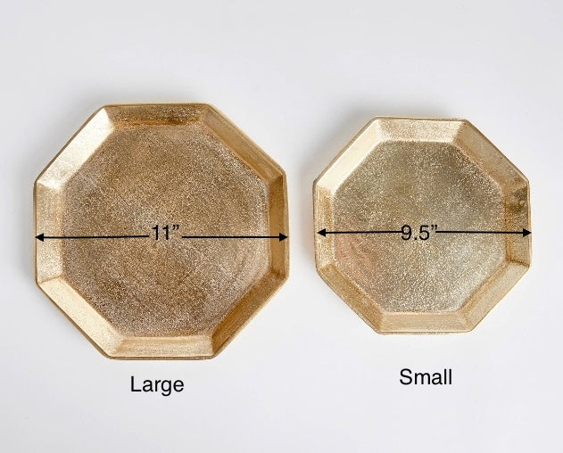 Dezi Octagonal Serving Tray: Gold/Aluminum