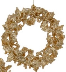 Acrylic Gold Wreath Ornament - 4.5"