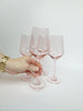Set of 6 Pink Colored Wine Glasses - 12 oz Hand Blown