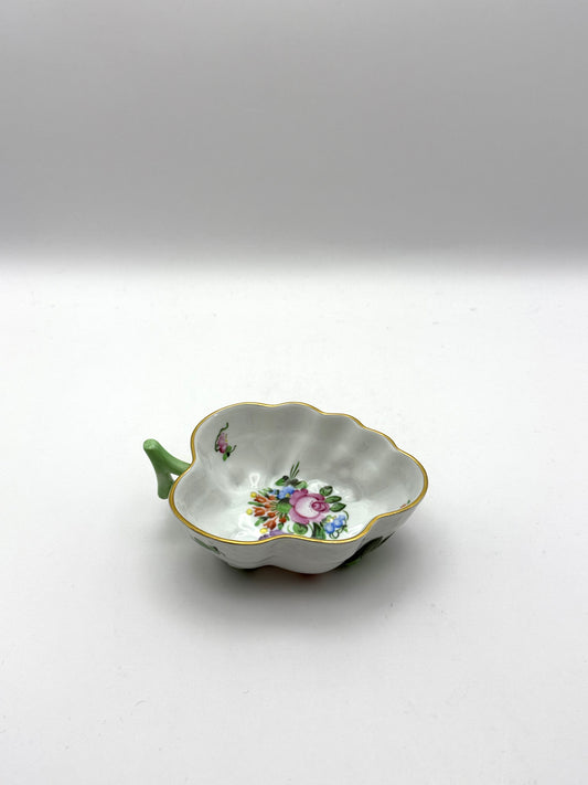 Leaf Dish w/ Green Handle Floral