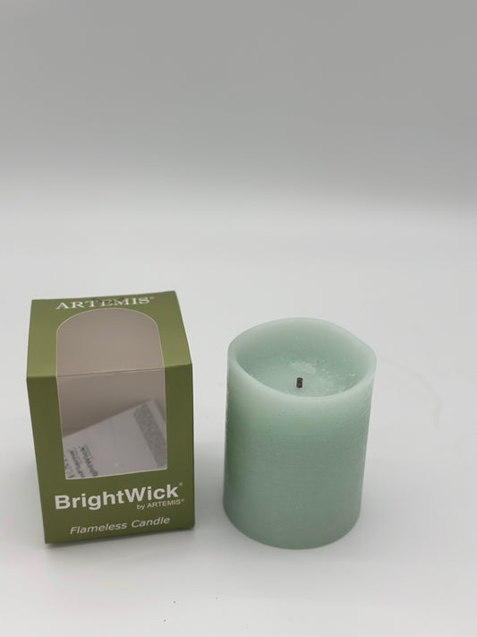 BrightWick Light Green Pillar Candle 3x4