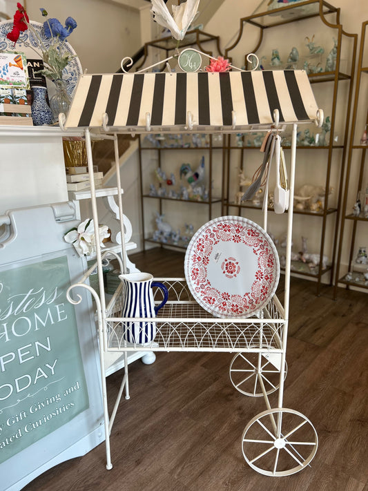 White Pushcart Plant Stand