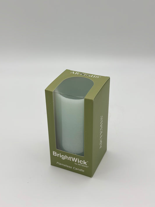 BrightWick Light Green Pillar Candle 3x8