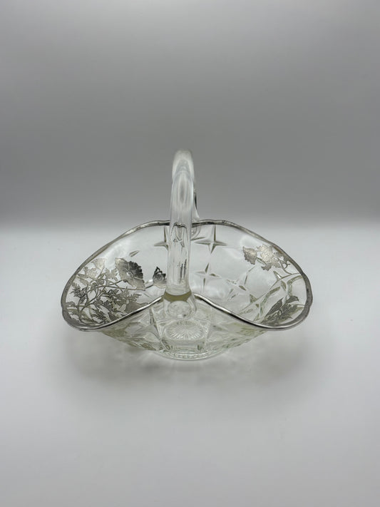 Sterling Overlay Candy Basket w/Handle