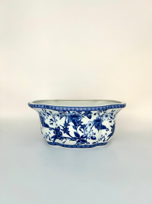 Blue & White Oval Cachepot Small