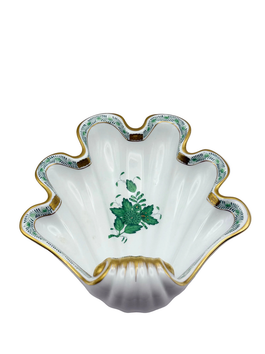 Chinese Bouquet Green Large Shell Dish