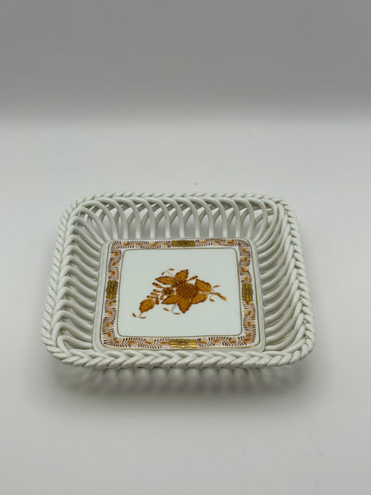 Chinese Bouquet Bronze Open Weave Square Tray