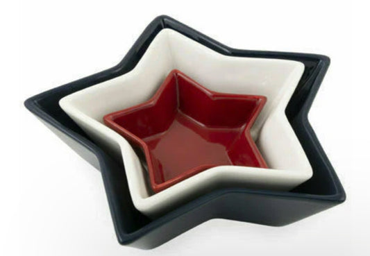Patriotic Star Shaped Nesting 4th Of July Bowl Set 3
