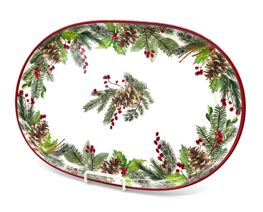 Holiday Wreath Oval Platter