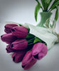 Real Feel Tulip Bundle of 12 - Bergundy/Mauve