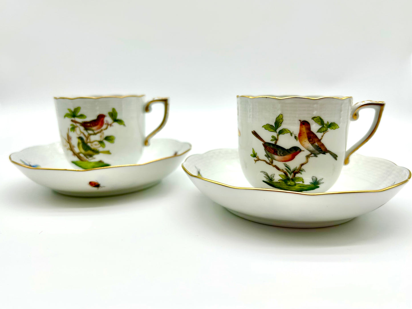 Vintage Herend Rothschild Cups & Saucers S/2