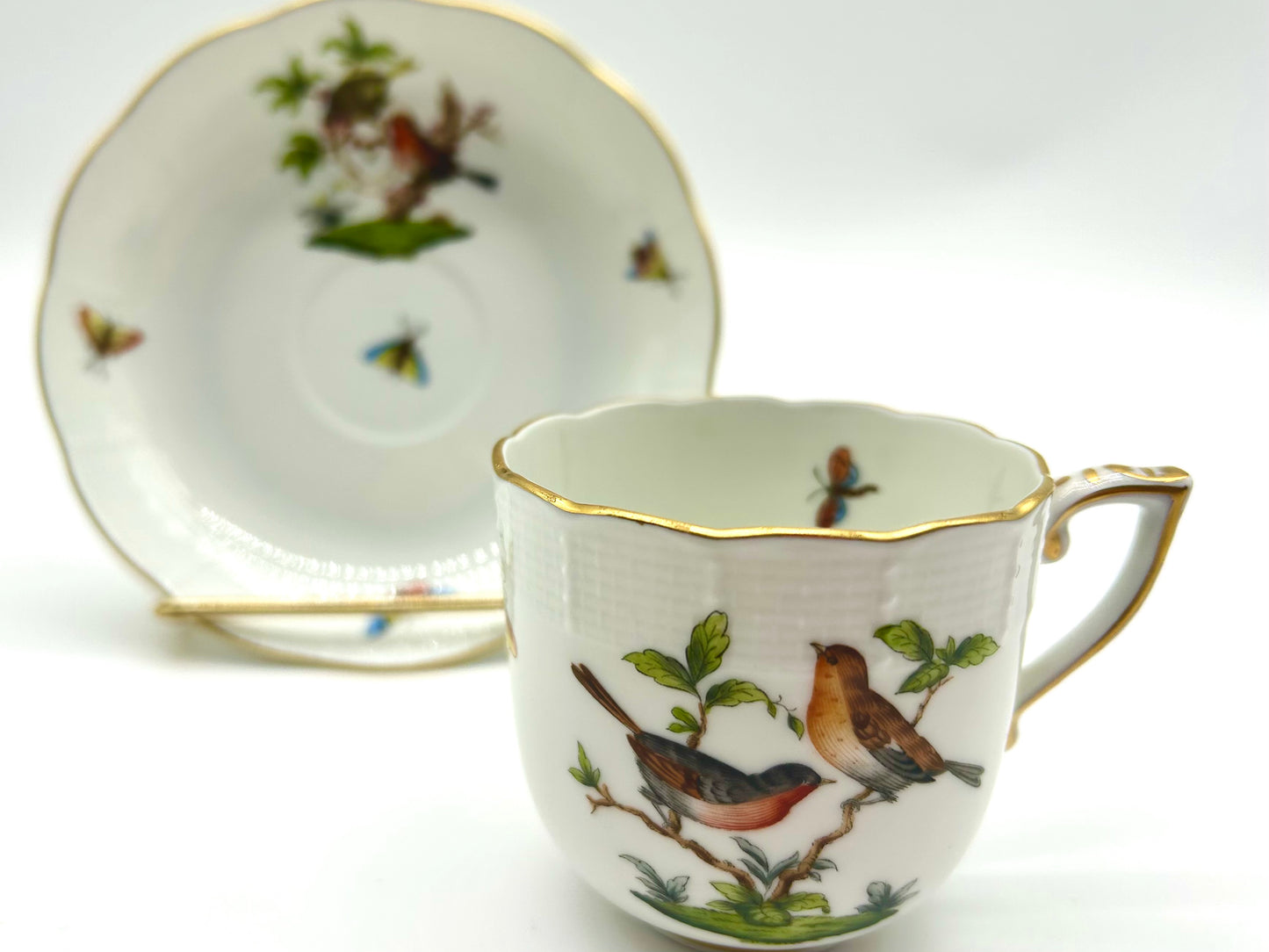 Vintage Herend Rothschild Cups & Saucers S/2