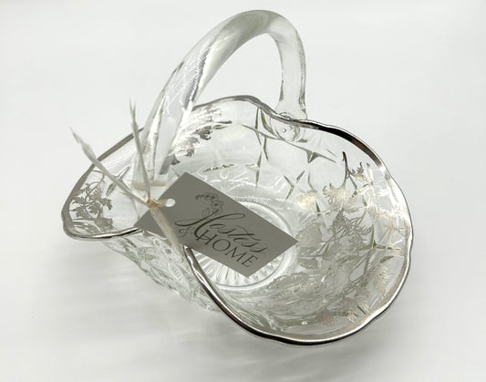 Vintage Sterling Overlay Basket w/ Handle