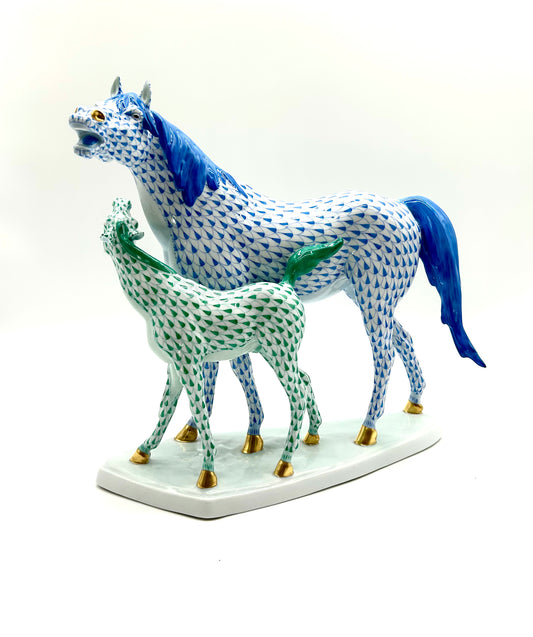 XL Blue Mare with Green Foal