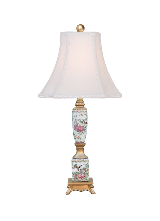 Rose Canton Porcelain Buffet Lamp