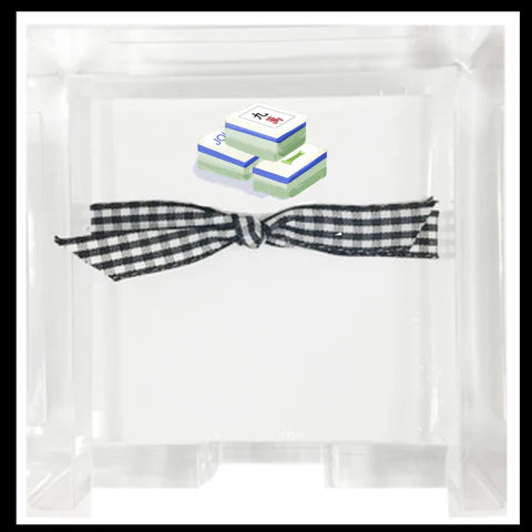 Mahjong 3 Tiles Mini Notepad w/ Acrylic Holder