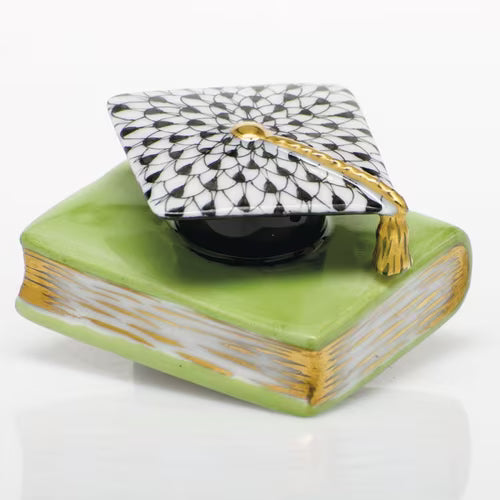 Black Graduation Cap & Green Book