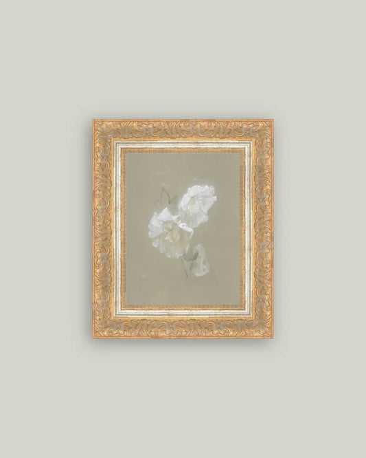 Sage And White Flowers Framed Print - 10" x 12"