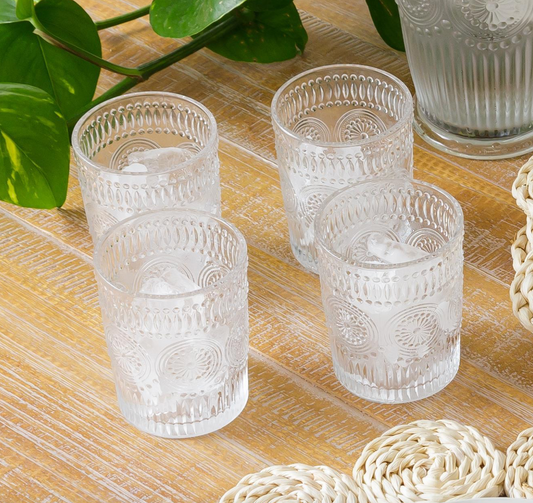 Vintage Inspired Clear Glasses, S/4
