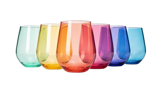 Italian Stemless Acrylic Wine Glasses - S/6 - SUMMER EDITION