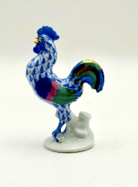 Herend Mini Blue Cocky Rooster - 3"