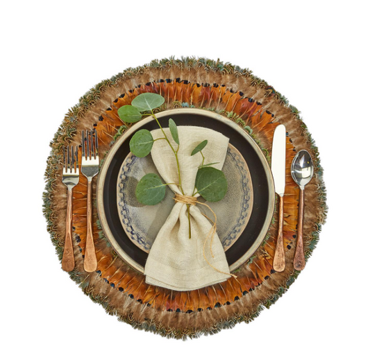 Pheasant Park Decorative Feather Placemat 16"