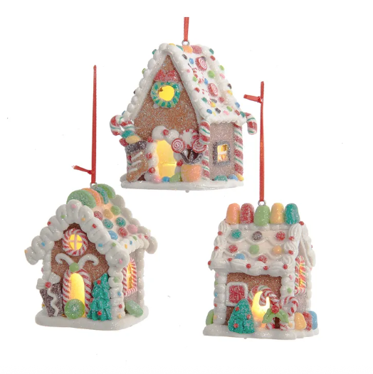 Gingerbread Candy House LED Ornament