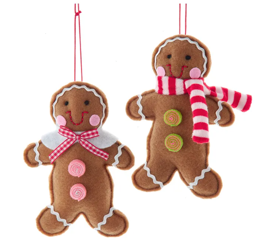 Fabric Gingerbread Man Ornament - 5.5"
