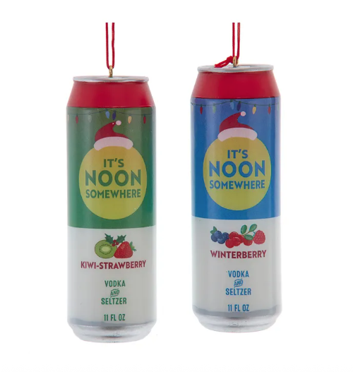 "Its Noon Somewhere" Beverage Can Ornaments - 2 Styles